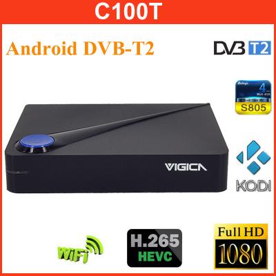 China Vigica C100T Android DVB-T2 Combo Digital TV Receiver Qual CoreTv Player w/ H.265 / HEVC / CCCAM / 4 USB / 1GB / 8GB for sale