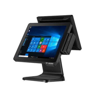 China 15 Inch +12 Inch Windows 10 Desktop Pos Terminal Touch Dual Screen Electronic Cash Register Machine for sale