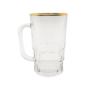 China Popular Hot Sales 12oz Drinking Glass Mug With Gold Rim Producer Restaurant Glassware Supplier for sale