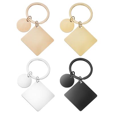 China Stainless steel Stainless steel square round brand geometric keychain for sale