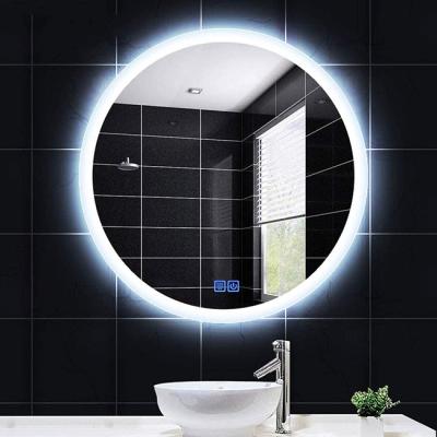 China Chinese Bathroom Jinghu Factory CE Certified Aluminum Frame European Style IP44 LED Bathroom Lighted Mirror for sale