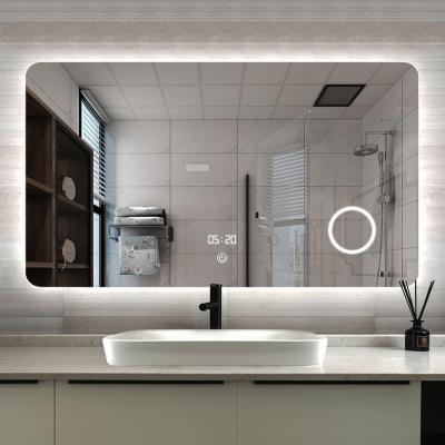 China Jinghu Factory Chinese Vertical LED Lighted Bathroom Mirror Decor Magnifying Horizontal Anti-fog Home Mirror for sale