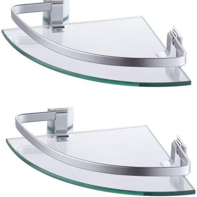 China Wall Mounted Type Manufacturer Customized Bathroom Accessories Tempered Glass Shelf Bathroom Shelves for sale