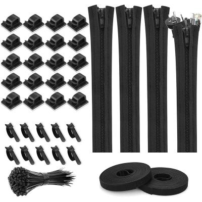 China Dibaigou 136Pcs Cable Wire Organizer Tie Organizer Self Adhesive Cable Clips Holder Cable Ties for Organizer TV Home Office Cable Management Kit for sale