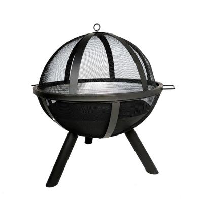 China 24Inch Ball Stocked Shaped Flaming Wood Burning Steelmetal Modern Outdoor Gas Firepit Stand Steel for sale