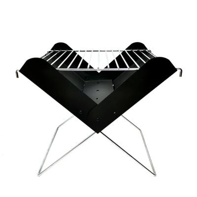 China Factory Easily Assembled Custom X Shape Portable Disposable Mini Charcoal BBQ Grill Folding Outdoor Camping for sale