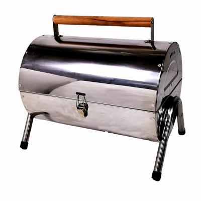 China Mini Black Portable Backyard Folding Charcoal Offset Twin Size Outdoor Grill Half Adjustable European Enamel Barrel for sale