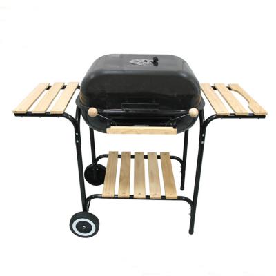 China Small Easily Assembled Classic Collapsible Burger Square BBQ Grill Charcoal Folding With Single Handle Topper Big Basket for sale