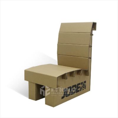 China Wholesale Custom Foldable HIC Exhibition Display Cardboard Chair Corrugated Paper Design for sale