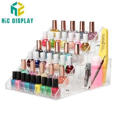 China Hic Opi Eco-friendly Custom Acrylic Nail Polish Display Rack Perspex Lucite Vanity Jewelry Display Storage Cabinet Clear Counter for sale