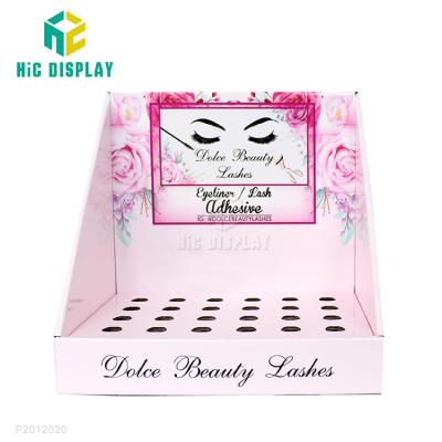 China 300GG CNNB + Counter Flute Cosmetic Cardboard Display Lipstick Display Stand With Logo for sale