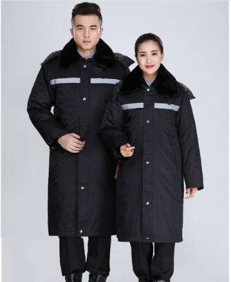 China Winter Security Guard Uniforms Security Guard Uniform Long Coat Reflective Clothing Items for sale