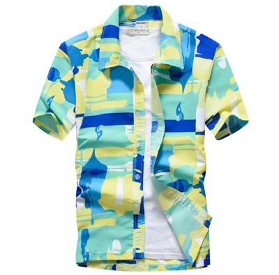 China Anti-pilling Printed Hot Sale Mens Summer Shirt Beach Hawaiian Shirt Wholesale for sale