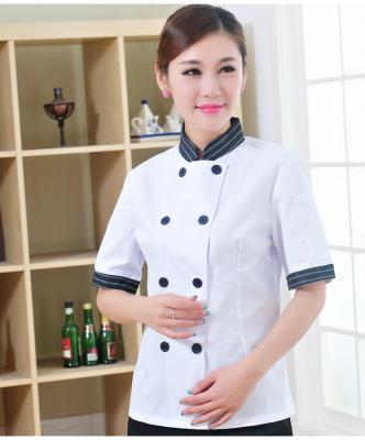 China restaurant & Female Slim Chef Bar Chef Uniform Kitchen Chef Uniform Black White for sale