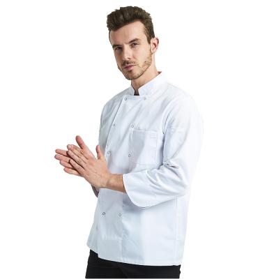 China restaurant & Bar thick white red chef - uniform restaurant long sleeve hotel kitchen chef in autumn and winter for sale