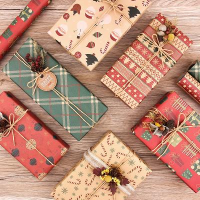 China Waterproof Gift Wrapping DIY Custom Paper Retro Christmas Gift Wrapping Paper for sale