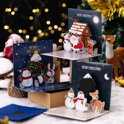 China Christmas Eve 3d Cards Business Gift Card Europe Snowman Elk Christmas Festival for sale