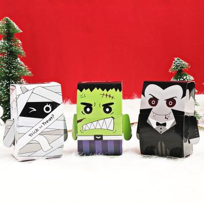 China Recycled Materials Candy Sweet Gift Packaging Kawaii Kids Halloween Jars Paper Box In Stock for sale