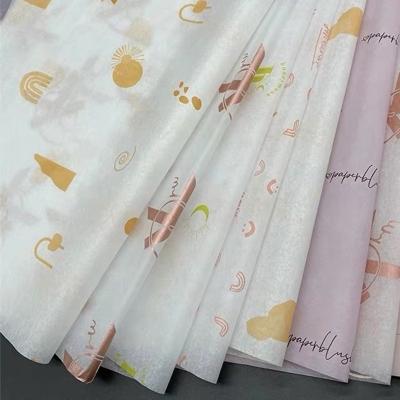 China Waterproof Custom Logo Flower Gift Wrapping Tissue Printing Apparel Floral Bouquet Paper For Clothes Wrapping for sale