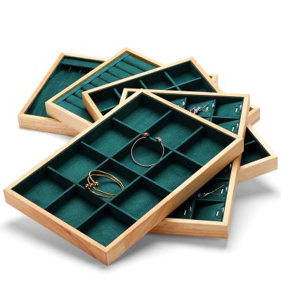 China Ring.necklace Earrings Ring Necklace Organizer Stand Wood Set Display Jewelry Storage Box for sale