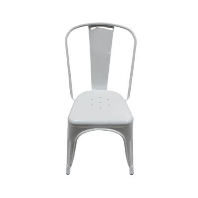 China Modern Stackable Color Iron Fashion Design Vintage Industrial Cafe Restaurant White Chair for sale