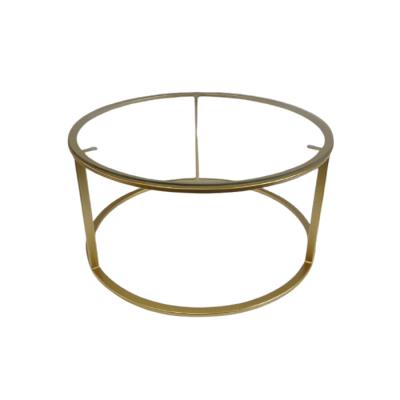 China Sale Modern Coffee Table Glass Table With Iron Feet Simple And Modern Round Metal Glass Desk for sale