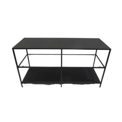 China Modern High Quality Black Metal Coffee Table With Storage Shelf Iron Shelf Table In China for sale