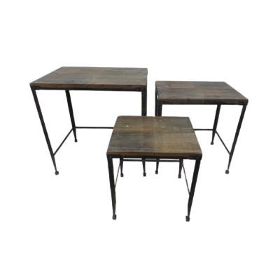 China Living Room Set Iron Feet Modern Low Price Sale Coffee Table Side Table On Wooden Outdoor 3/s for sale