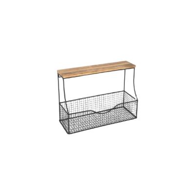 China Living Room Good Quality Metal Wire Mesh Storage Basket Shelf Organizer Black Wall Mounted Rack for sale