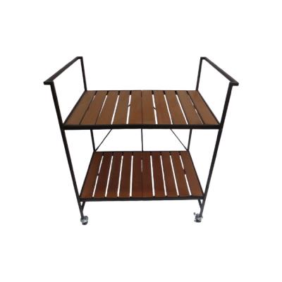 China Living Room Household Shelf Double-Layer Iron Frame Living Room Sale With Wooden Outdoor Shelf for sale