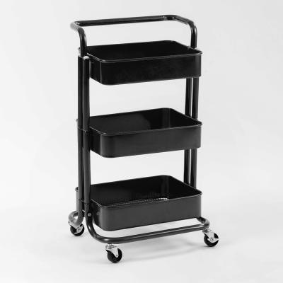 China High Quality 3 Tier Metal Carbon Steel Trolley Cart Storage for sale