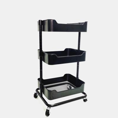 China Storage House Use 3 Tier Metal Carbon Steel Trolley Cart for sale