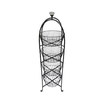 China Home / Office Multiple Works Black Metal Storage Rack Basket With Handle For Sale for sale