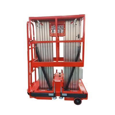 China 6-14m Height Good Quality Hydraulic Aluminum Double Mast Vertical One Man Lift Tables zu verkaufen