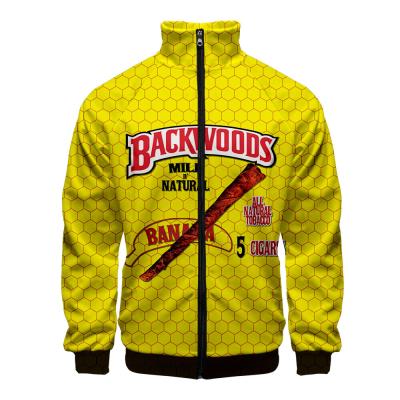 China Plus Size 2021 Hot Sale 3d Stand Collar Jacket Backwoods Zip Up Cigar Sweatshirt Zipper Popular Backwoods Jacket for sale