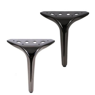 China Easy Installation Triangle Plating Steel Chrome Sofa Leg Metal Furniture Legs for sale