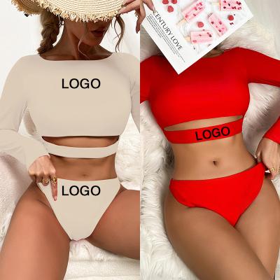 China TW1159 plus size factory manufacture plus size beachwear plus size swimsuit two piece long sleeve sports bikini surfing fitness swimwear for women for sale