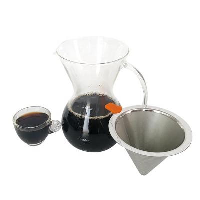 China Sustainable Manual Glass Coffee Carafe Set With v60 Stainless Steel Pour Over Coffee Spout for sale