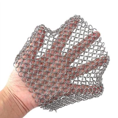 China Long Life Stainless Steel Cast Iron Cleaner Chainmail Scrubber Eco - Friendly Wire for sale