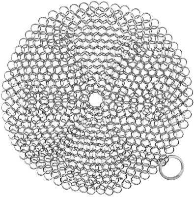 China Sustainable 316L Stainless Steel Chainmail Scrubber Cast Iron Cleaner for sale