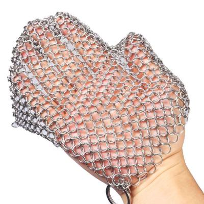 China Eco-friendly long life 304 316L 4*4 metal kitchen cleaner stainless steel chainmail scrubber for sale