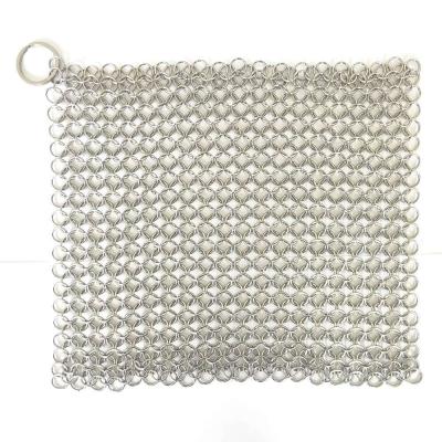 China Plain Weave 7*7 Square Stainless Steel Chainmail Scrubber Wire Mesh Sheet for sale