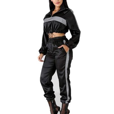 China Custom Made High Quality Black Reflective Track Pants Women Striped Streetwear Striped Tracksuit Tracksuit Tracksuit Tracksuit for sale