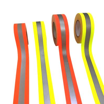 China EN471 Polyester HI VIS Fire Retardant Fluorescent Yellow Reflective Lime Fabric Tape for sale