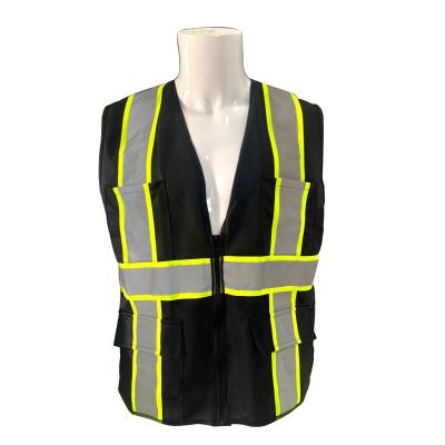 China Fabric mesh reflective vest/black safety reflective vest/polyester safety reflective vest can custom logo for workers for sale