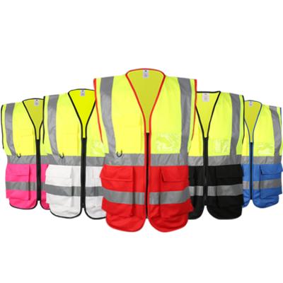 China n Reflective Bright Yellow Orange High Workplace Safety Reflective Vest With Multiple Pockets Work Reflective Vest for sale