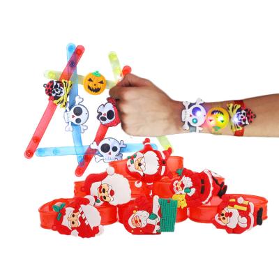 China Funny And Cute Design LED Halloween Christmas Light Up Slap Bracelets Glow Xmas Gifts Decoration Bracelet Slap Bands Bracelet Adults Kids for sale