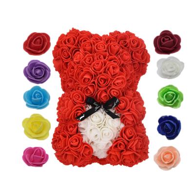 China Flower Rose Teddy Bear Gift With Box Handmade 40cm 70cm Rose Bear Gifts For Valentine's Day Wedding Assembled By 25cm Artificial PE Valentine's Day for sale