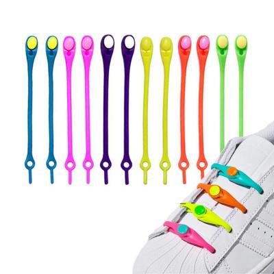 China 12 Pcs No Tie Set Silicone No Tie Adjustable Rubber Elastic Shoe Laces Adults Kids Elastic No Tied Shoe Laces Lazy No Tie No Tie Laces for sale