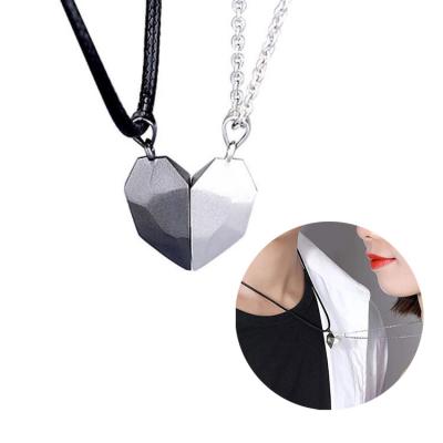 China Attractive Hot Selling 2 Pcs Heart Charmed Necklace Magnetic Gift Couple Necklace Jewelry Lovers for sale